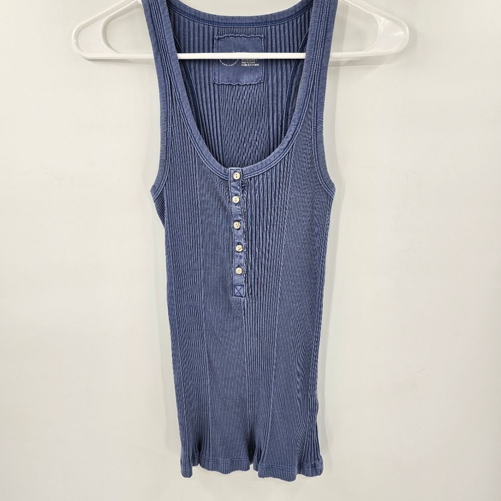 Aerie tank top small blue ribbed y2k